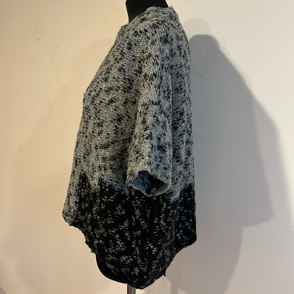 Leo&Sage -women’s mock neck wool blend sweater short sleeves black/grey size P/S - Picture 6 of 11